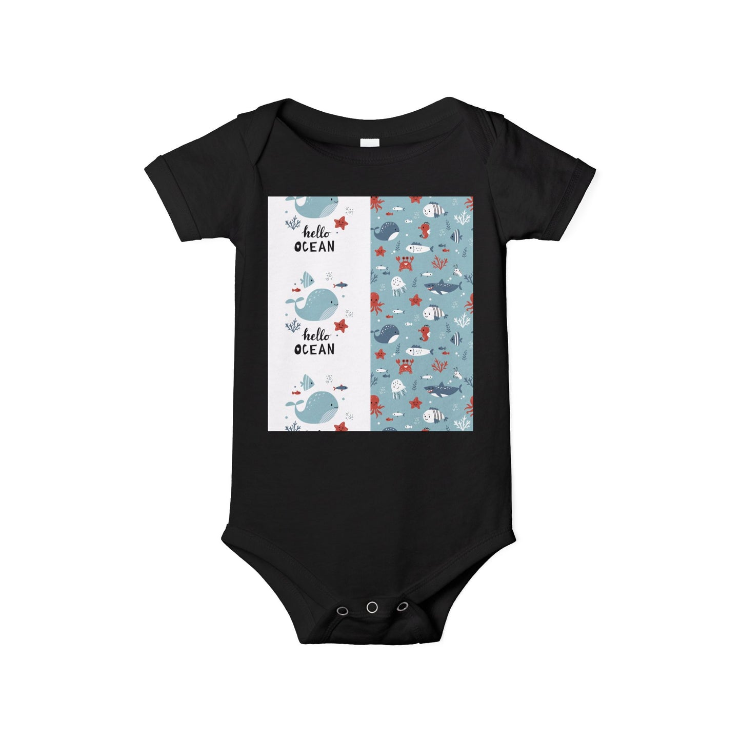 Hello Ocean Baby Onesie - Cute Infant Jersey with Marine Life Design