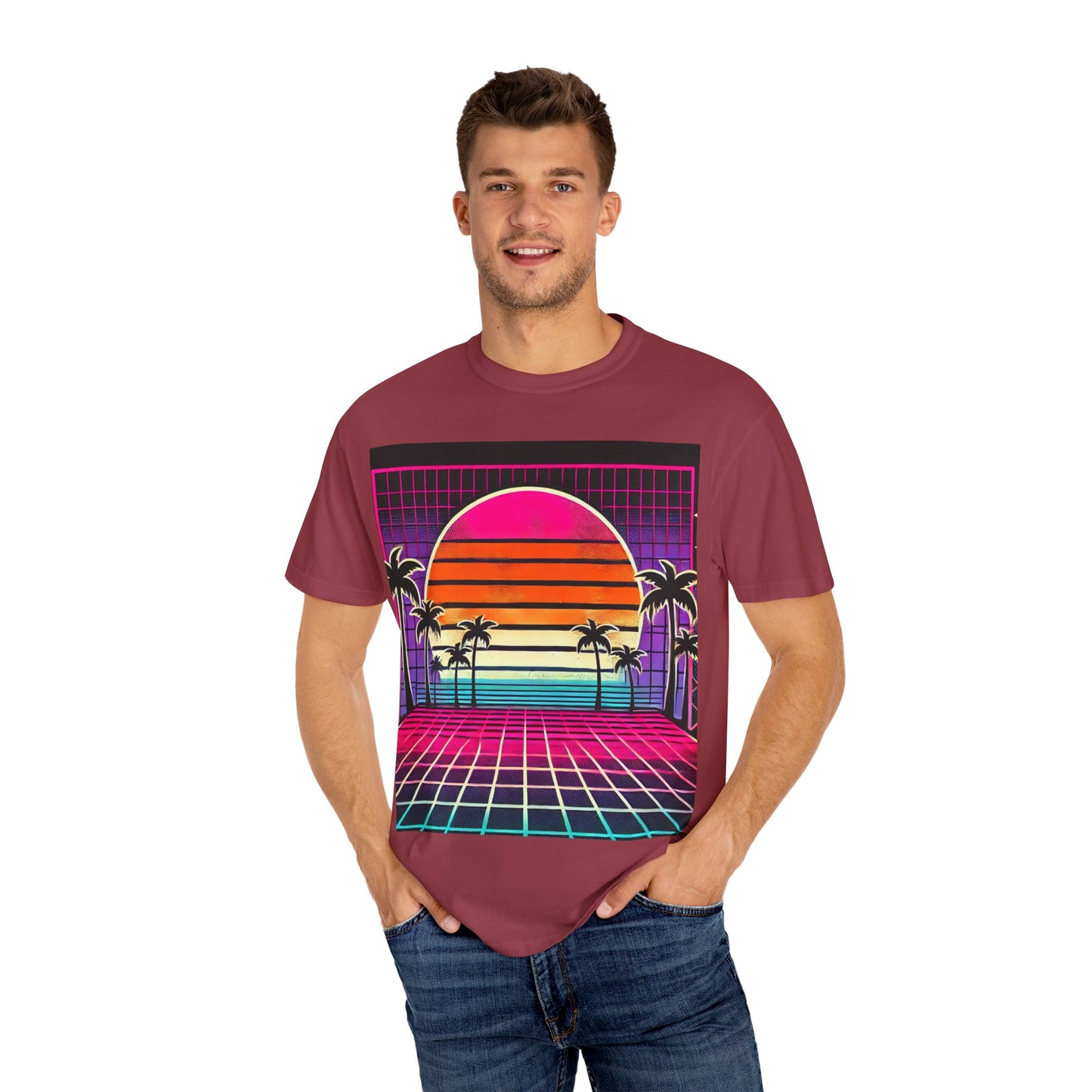 Retro 80's Baby Unisex T-Shirt - Vibrant Sunset Design