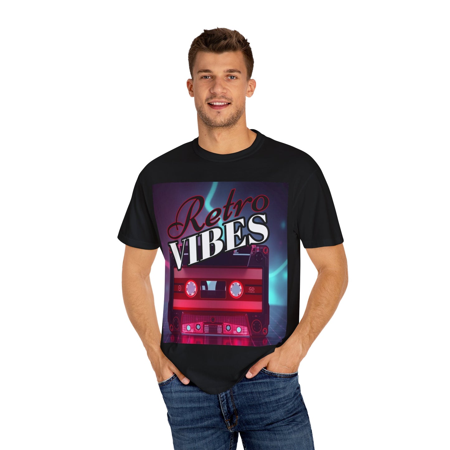 Retro Vibes Unisex Garment-Dyed T-Shirt - Vintage Cassette Design