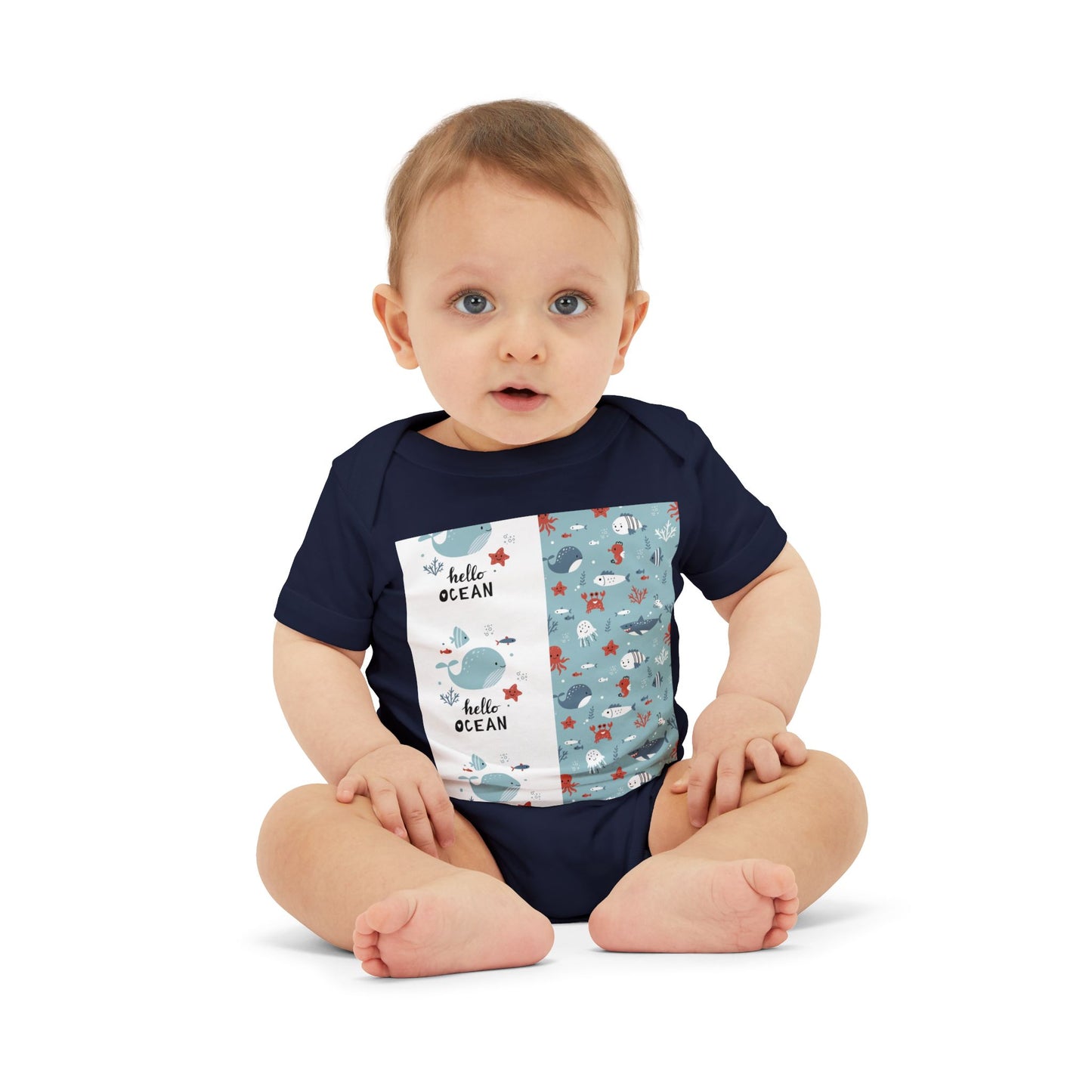 Hello Ocean Baby Onesie - Cute Infant Jersey with Marine Life Design
