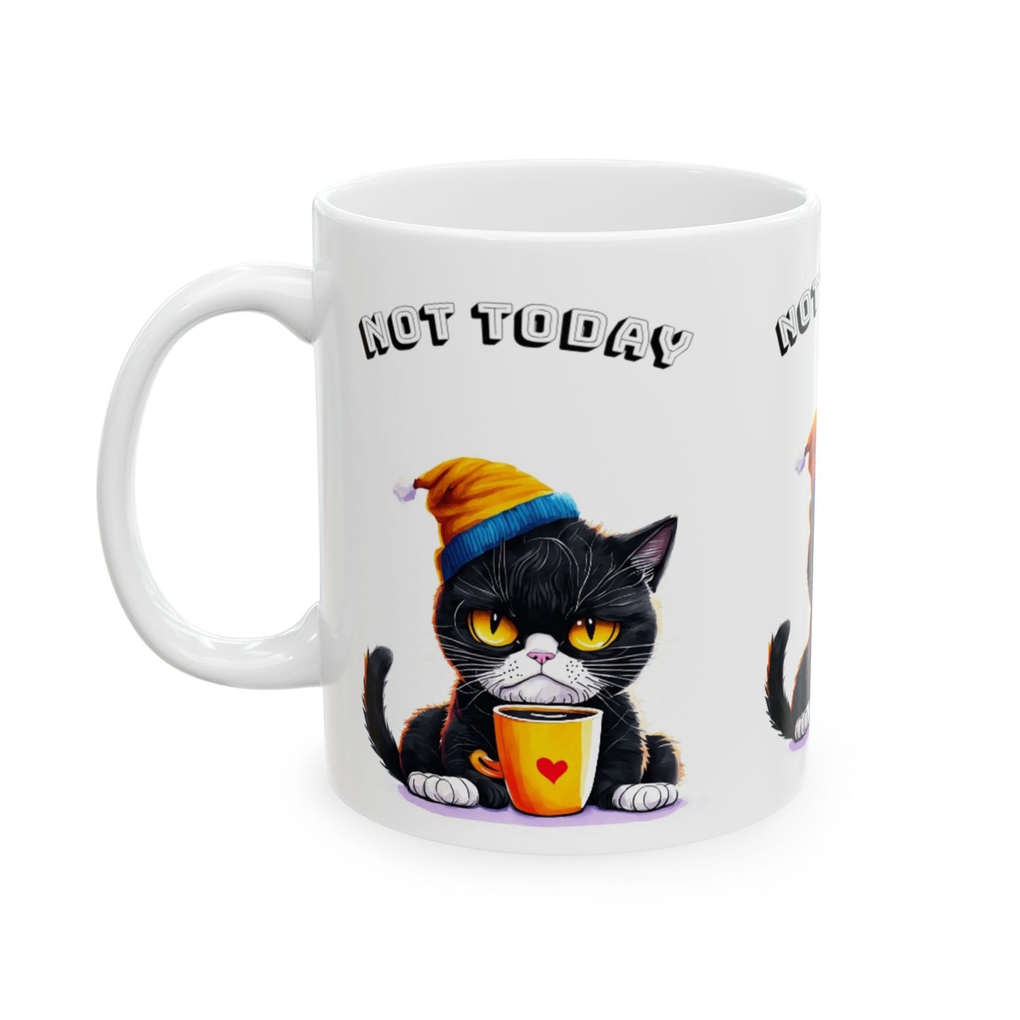 Cute Cat Ceramic Mug - "Not Today" Design - Perfect Gift for Cat Lovers