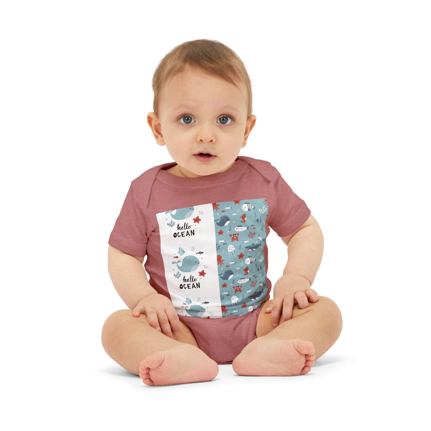 Hello Ocean Baby Onesie - Cute Infant Jersey with Marine Life Design