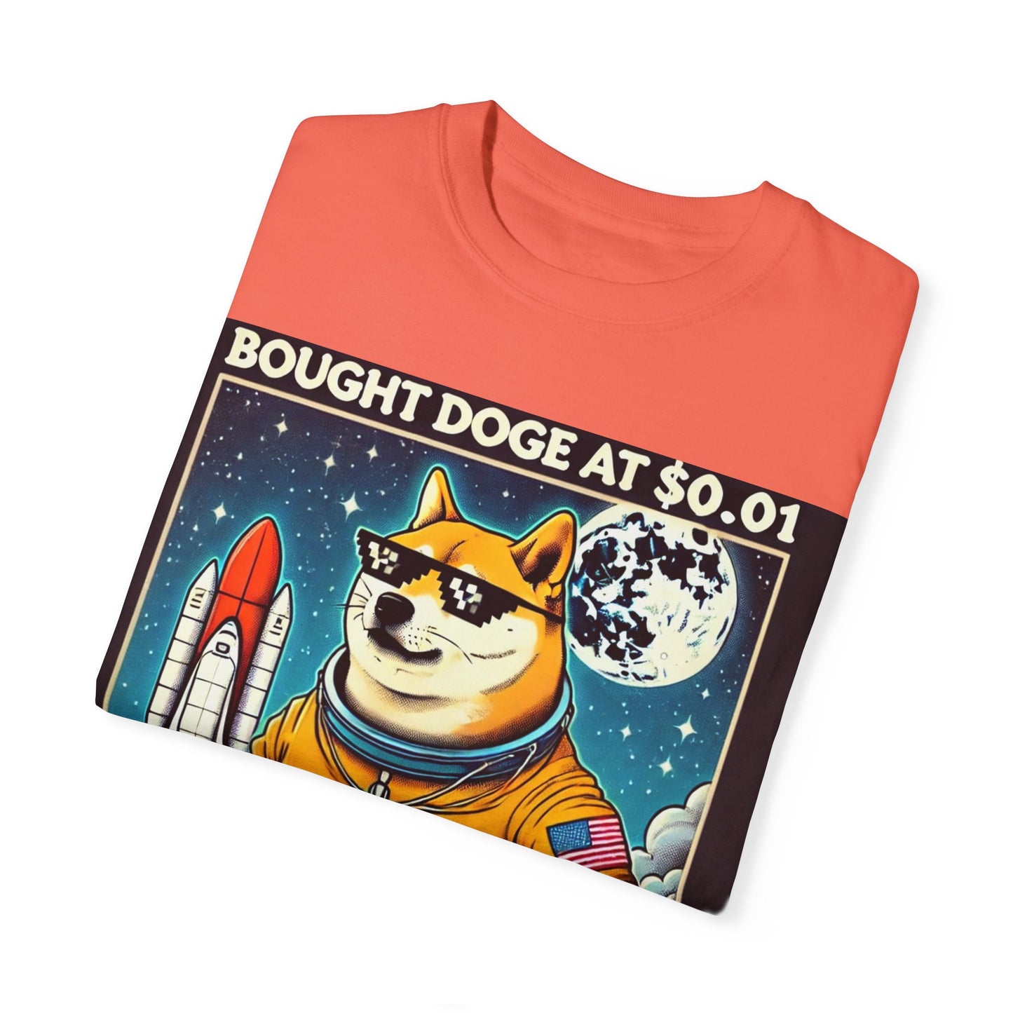 Astro Doge Unisex T-Shirt - "Bought Doge at $0.01, Still Holding to the Moon!"