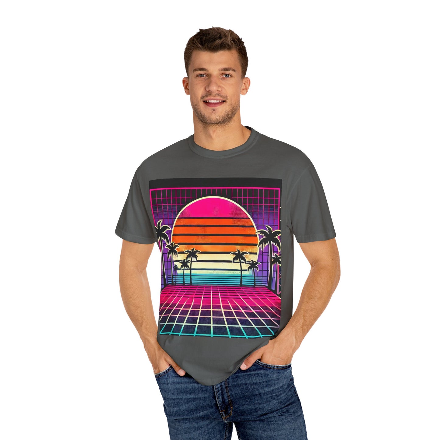 Retro 80's Baby Unisex T-Shirt - Vibrant Sunset Design