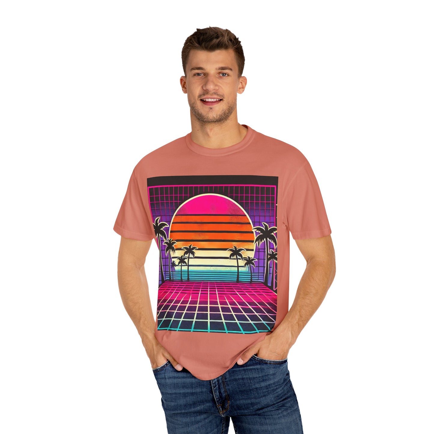 Retro 80's Baby Unisex T-Shirt - Vibrant Sunset Design