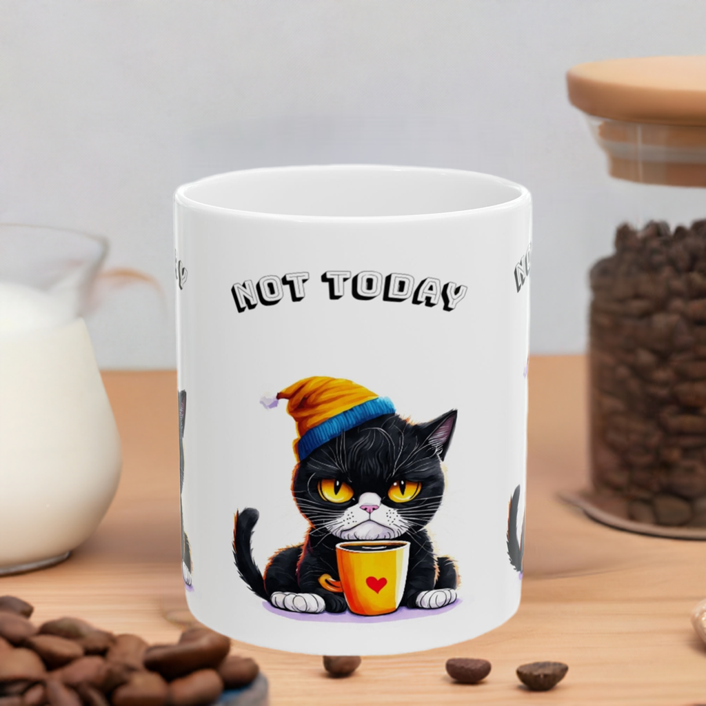 Cute Cat Ceramic Mug - "Not Today" Design - Perfect Gift for Cat Lovers