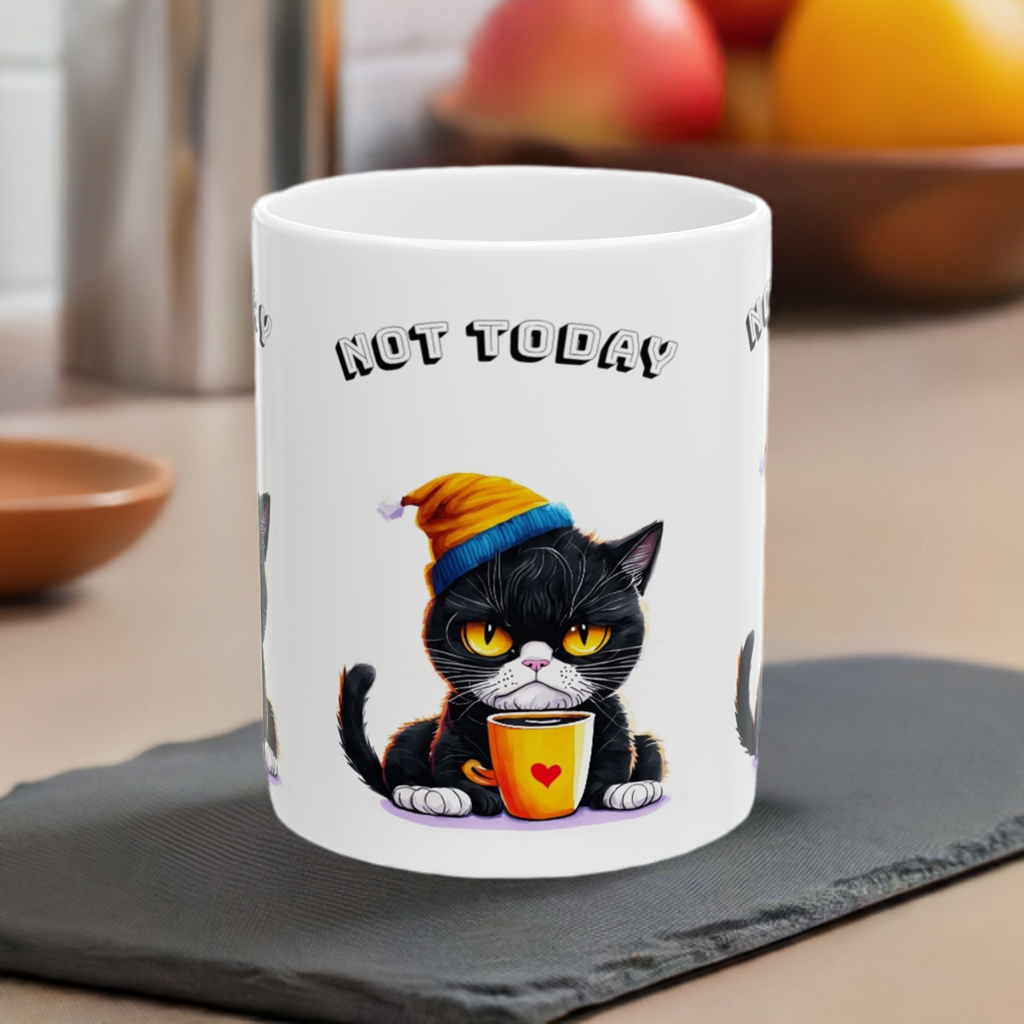 Cute Cat Ceramic Mug - "Not Today" Design - Perfect Gift for Cat Lovers